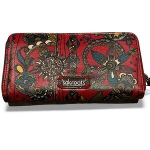 Sakroots Large Zip Wallet With Bohemian Owl Design